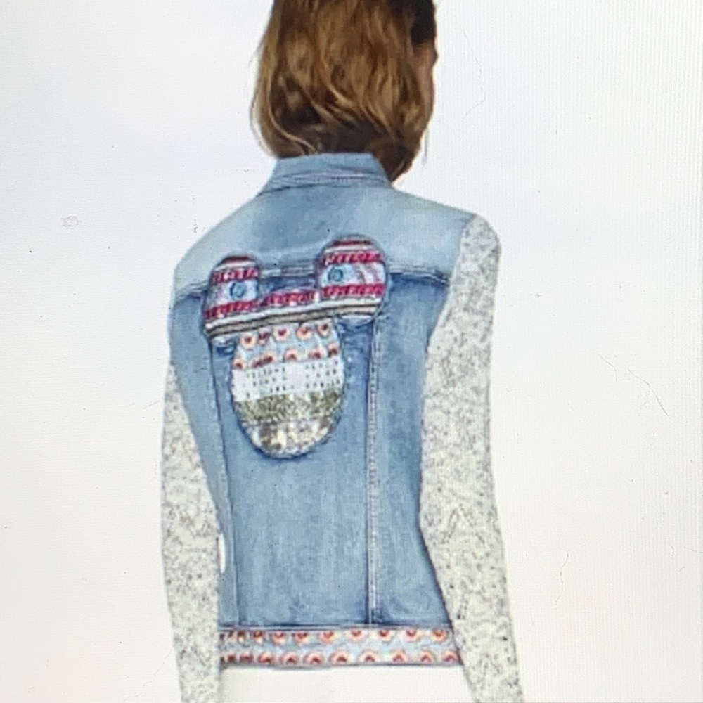 ✨New! Disney Desigual Mickey Embroidered Jean Jacket